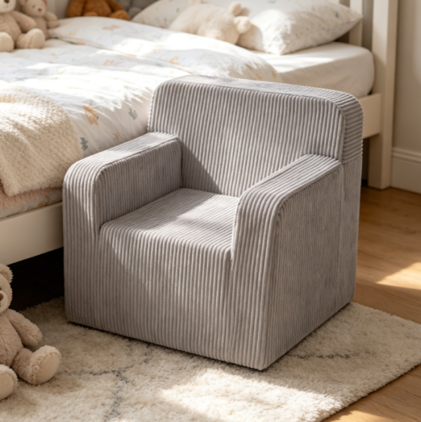 Soft Cord 2 in 1 Kids Sofa Chair, Light Grey